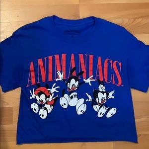 Animaniacs Graphic Crop Top Tee T shirt Blue Red